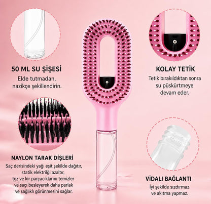 Zevlory™ Spreyli ve Masaj Etkili Saç Şekillendirici Tarak