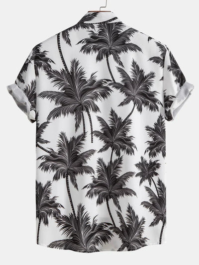 Tropical Palm Tree Print Shirt & Swim Trunks